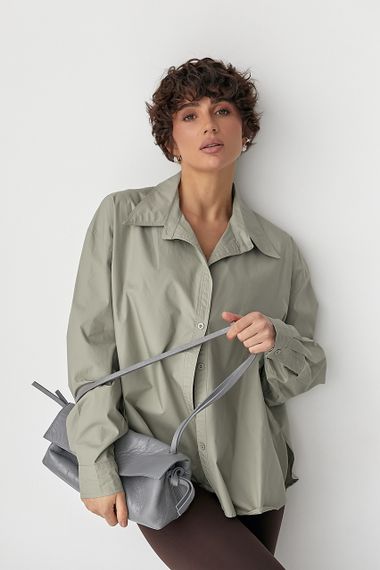 Широка класична сорочка на ґудзиках - хакі цвет, ONE SIZE (є розміри)
