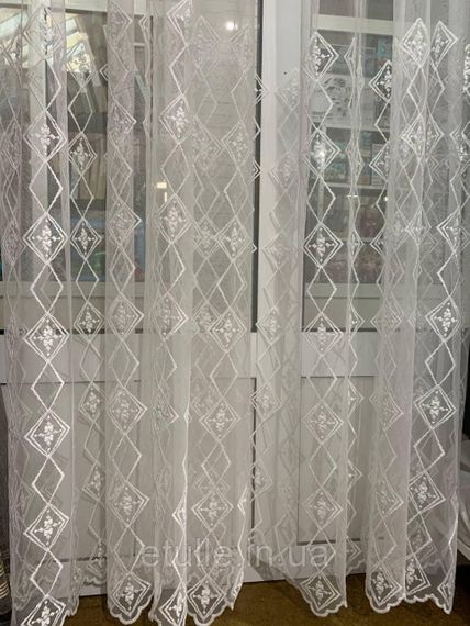 Тюль грек-сітка з вишивкою на половину полотна, Туреччина | Зображення 2