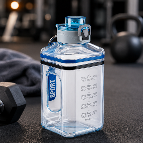 Спортивная Бутылка 2200 мл (Gallon) из голубого прозрачного и безопасного пластика (BPA Free) | Зображення 9