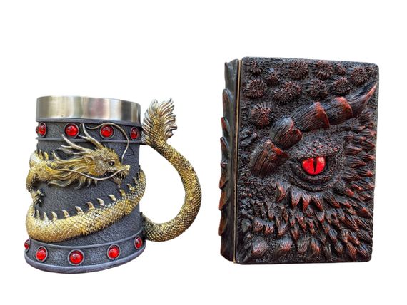 Подарунковий набір Кухоль 3D Танард Gold Rose та Блокнот 3D «Око полум'яного Дракона»