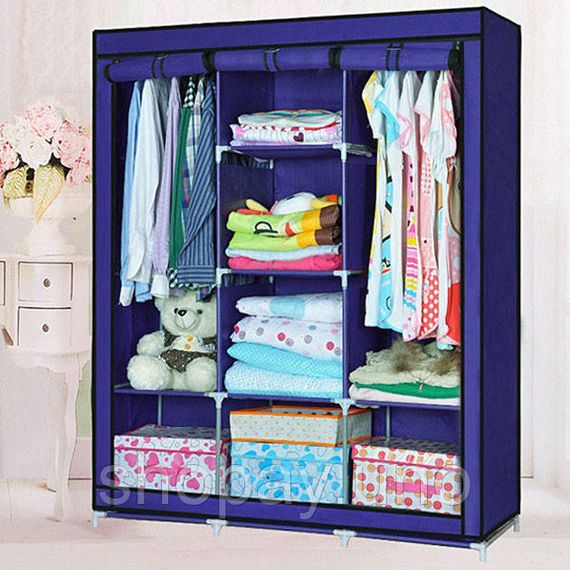 Легкий тканевый шкаф для хранения WARDROBE 175х130х45см, Тканевый шкаф для вещей, Текстильный шкафчик DR-64 | Зображення 1