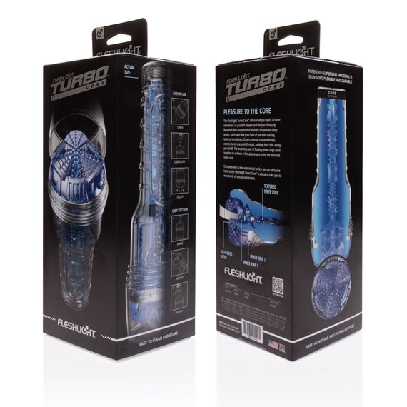 Мастурбатор Fleshlight Turbo Core Blue Ice, оральний секс (глибоке горло) | Зображення 3