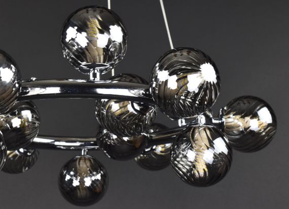 Люстра підвісна на 15 лампочок 27506 Хром 35-140х51х51 см. | Зображення 4