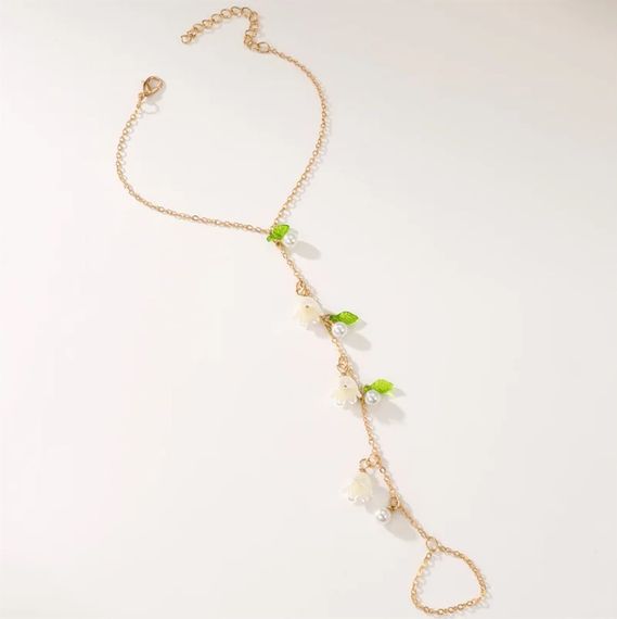 Браслет з підвіскою у формі квітів та перлин Primo Lily – Gold | Зображення 1
