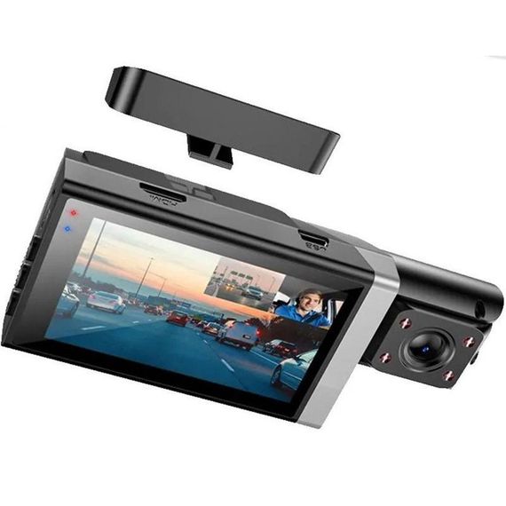 Відеореєстратор Hoco DI64 3-inch screen display driving recorder (720P) Black | Зображення 2