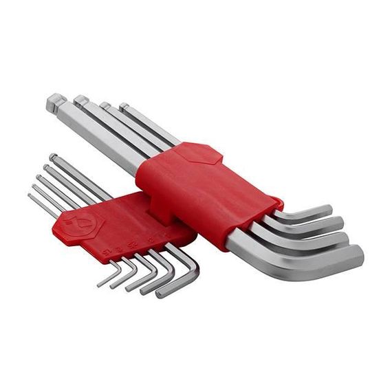 Набір ключів Г-подібних подовжених шестигранних з шаровим наконечником 9 од., 1.5-10 мм, Cr-V INTERTOOL | Зображення 2