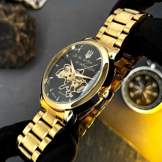 Класичний чоловічий годинник Awarder 022-3D Не Забуду Дім Gold-Black Steel | Зображення 3