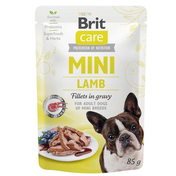 Корм Brit Care Dog Mini Fillets In Gravy вологий з ягнятком для дорослих собак малих порід 85 гр
