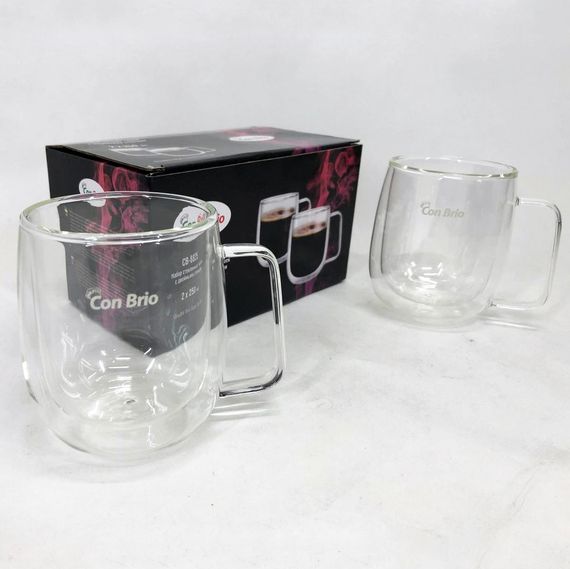 Двойные стеклянные чайные чашки Con, Стеклянные стаканы с двойными стенками, Чашка с двойной стенкой OH-21 | Зображення 5