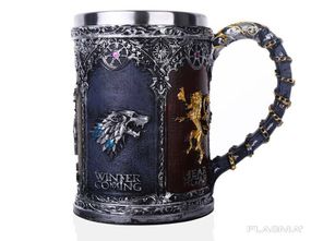 Кружка Чашка Бокал 3D Нержавеющая Сталь Игра Престолов Game Of Thrones Winter Coming