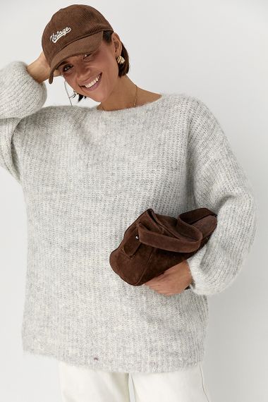 Подовжений джемпер легкої в'язки - світло-сірий цвет, ONE SIZE (є розміри) | Зображення 3