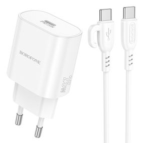 Набір BOROFONE BA82A СЗУ USB-C+ кабель Type-C, PD25W, 1м, White, Box