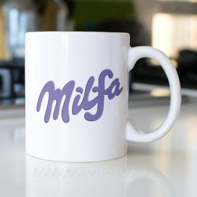 Кружка керамічна з принтом "Milfa" 330 мл Біла