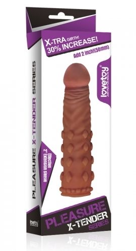 Насадка на член - Pleasure X-Tender Penis Sleeve Add 2" Brown | Зображення 5