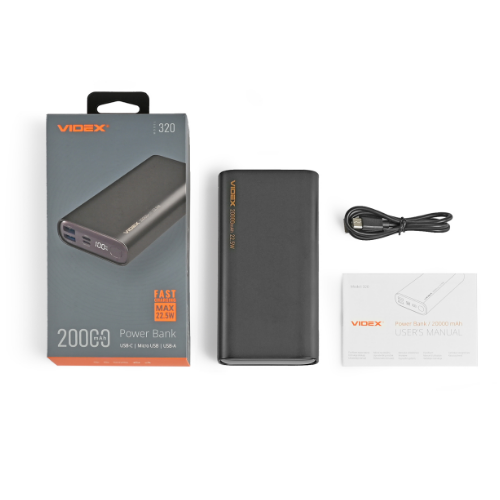 Павербанк 20000 mAh Videx VPB-320-B 22,5W чорний | Зображення 6