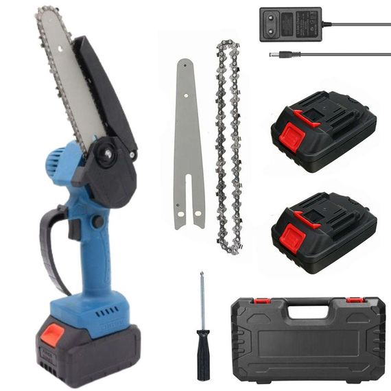 Акумуляторна ланцюгова пила в кейсі + 2 акумулятори 48В / Ручна міні пила для саду / Бездротова електропила