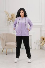 Женский велюровый спортивный прогулочный костюм LL109 цвет сиреневый, размер 46/48