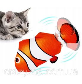 Іграшка для котів механічна вібро риба Клоун 25 см