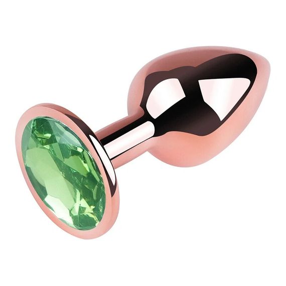 Анальная пробка EGZO Rose Gold с зелёным кристаллом, анатомическая, размер S Sex Aura | Зображення 2