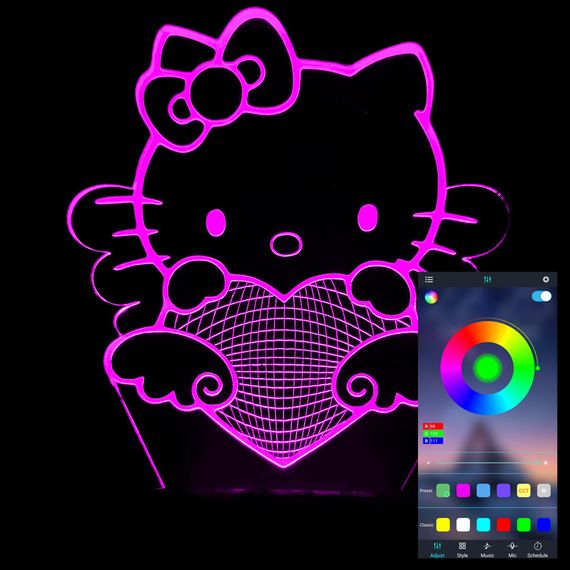 Акриловый светильник-ночник управление с телефона Хелоу Китти tty-n000946