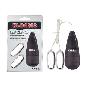 Виброяйца с пультом Chisa Hi-Basic Dual Delight Vibrating Bullets, серебристые Sex Aura