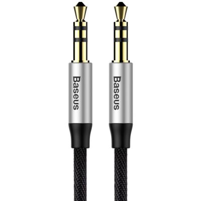 Кабель мультимедійний Jack 3.5mm Yiven M30 M/M 1m silver-black Baseus (CAM30-BS1) (CAM30-BS1)