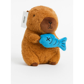 Подушка-іграшка Капібара з рибкою з плюшу для дітей і дорослих з наповнювачем і вишитими елементами