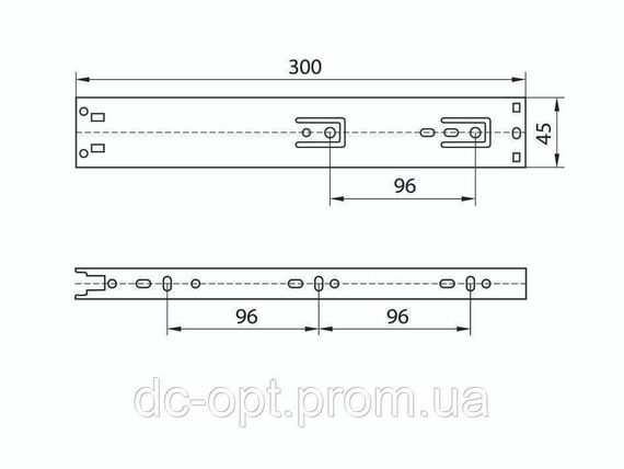 Направляюча телескопічна Push to open L-300мм Н-45мм ДС ПреміумЛайн | Зображення 1