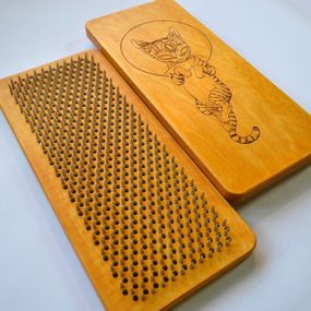 Дошка Садху (Sadhu) "Пізнання", дошка з цвяхами для йоги, крок 10мм. Дошка для стояння на цвяхах.