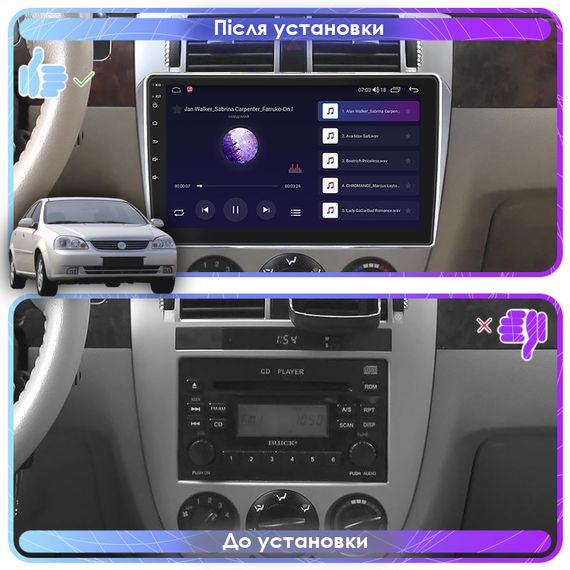Штатная магнитола Lesko для Buick Excelle I Manual AC 2004-2007 IPS 10" 4/64Gb CarPlay 4G Wi-Fi GPS Prime | Зображення 2
