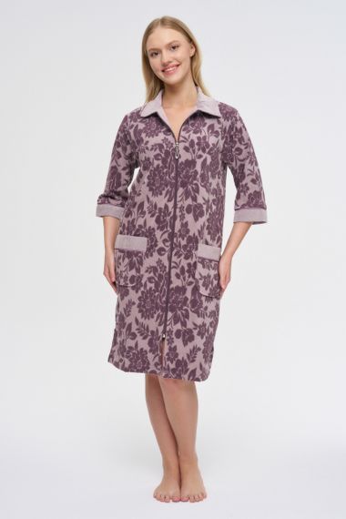 Женский халат Nusa 0505 на молнии, фиолетовый M | Зображення 6