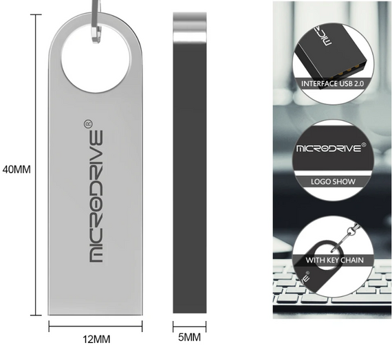 USB флешнакопичувач флешка MicroDrive брелок компактна метал 8Gb | Зображення 1