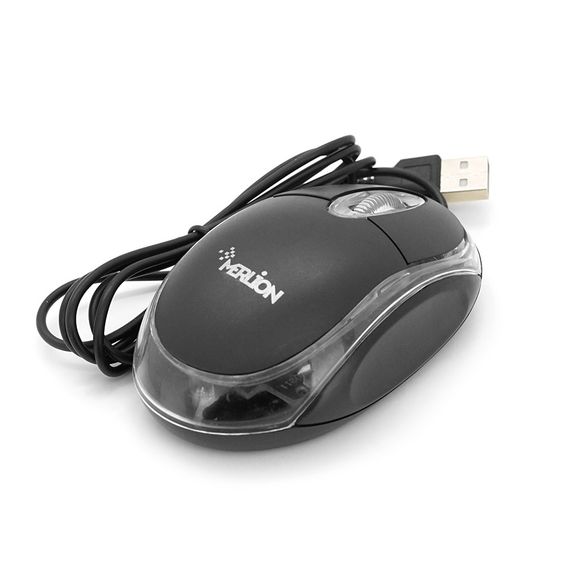 Миша USB Merlion MS-Zero, довжина кабелю 115см, 2 кнопки + scroll, (98х60х36 мм), Black, Q200 | Зображення 3