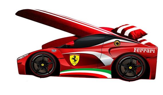 Ліжко машинка серія Еліт модель Ferrari червона зі спортивним матрацом і подушкою | Зображення 3