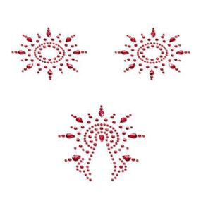 Пэстис из кристаллов Petits Joujoux Gloria set of 3 - Red, украшение на грудь и вульву