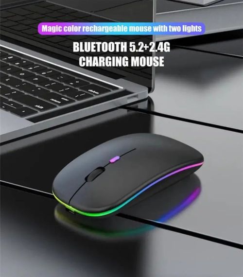 Беспроводная мышка с RGB-подсветкой на батарейках, разрешение 1600DP, Bluetooth 5.2 и WiFi 2.4 GHz | Зображення 4