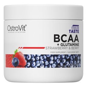 Амінокислотний комплекс Ostrovit BCAA + Glutamine 200 г, strawberry &amp; berry
