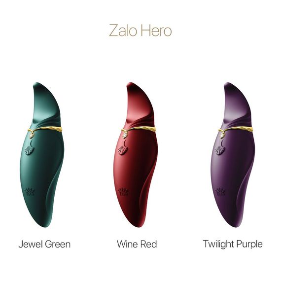 Вібратор 2в1 з язичком Zalo — Hero Jewel Green, кристал Swarovski | Зображення 7