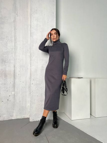 Женское облегающее платье-гольф миди NB24002 серое, размер 42/44 | Зображення 2