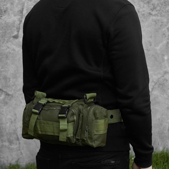 Сумка - подсумок тактическая поясная Tactical военная, сумка нагрудная с ремнем 5 литров кордура хаки | Зображення 1