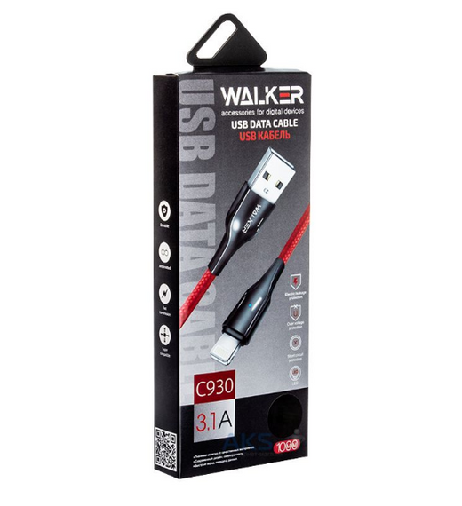 Кабель USB Type-C WALKER C930 3,1А 1м чорний | Зображення 1