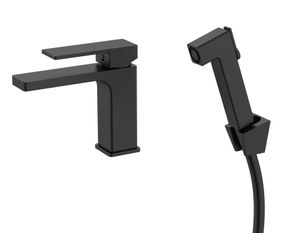 Змішувач для раковини Qtap Gemini (з гігієнічним душем) QTGEM272BLM45690 Black Matt