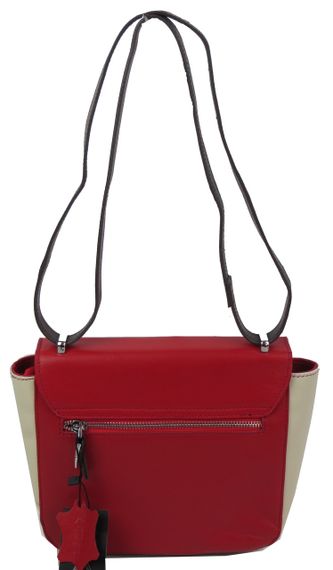Жіноча шкіряна сумка Giorgio Ferretti червона з бежевим | Зображення 6