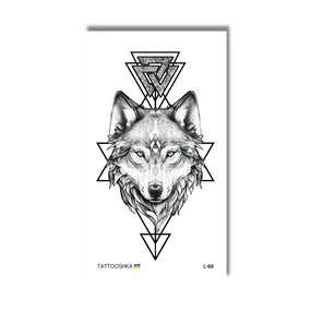 Тату тимчасове Вовк графічний Tattooshka L-69 Чорний shop (4825800010440)