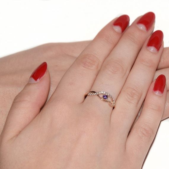 Кольцо из красного золота с аметистом 20.5 | Зображення 4