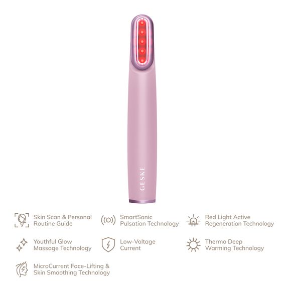 Пристрій для зміцнення і тонізації шкіри обличчя з поворотною головкою GESKE Skin Firming Wand 7в1 pink | Зображення 1