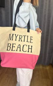 Женская большая пляжная сумка одно отделение на молнии AV535 размер 40/40, бежевая с розовым