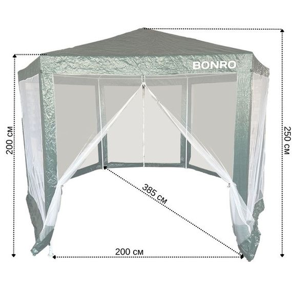 Садовый павильон-шатер с москитной сеткой Bonro B-1024 зеленый 42412299 | Зображення 7