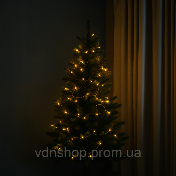 Новорічна гірлянда кімнатна нитка 10 м 120 LED чорний провід Жовтий W120LED10MBY | Зображення 1