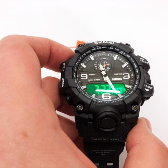 Хороший наручний годинник чоловічий SKMEI 1586BK BLACK, Військовий годинник з підсвічуванням TB-90 | Зображення 7